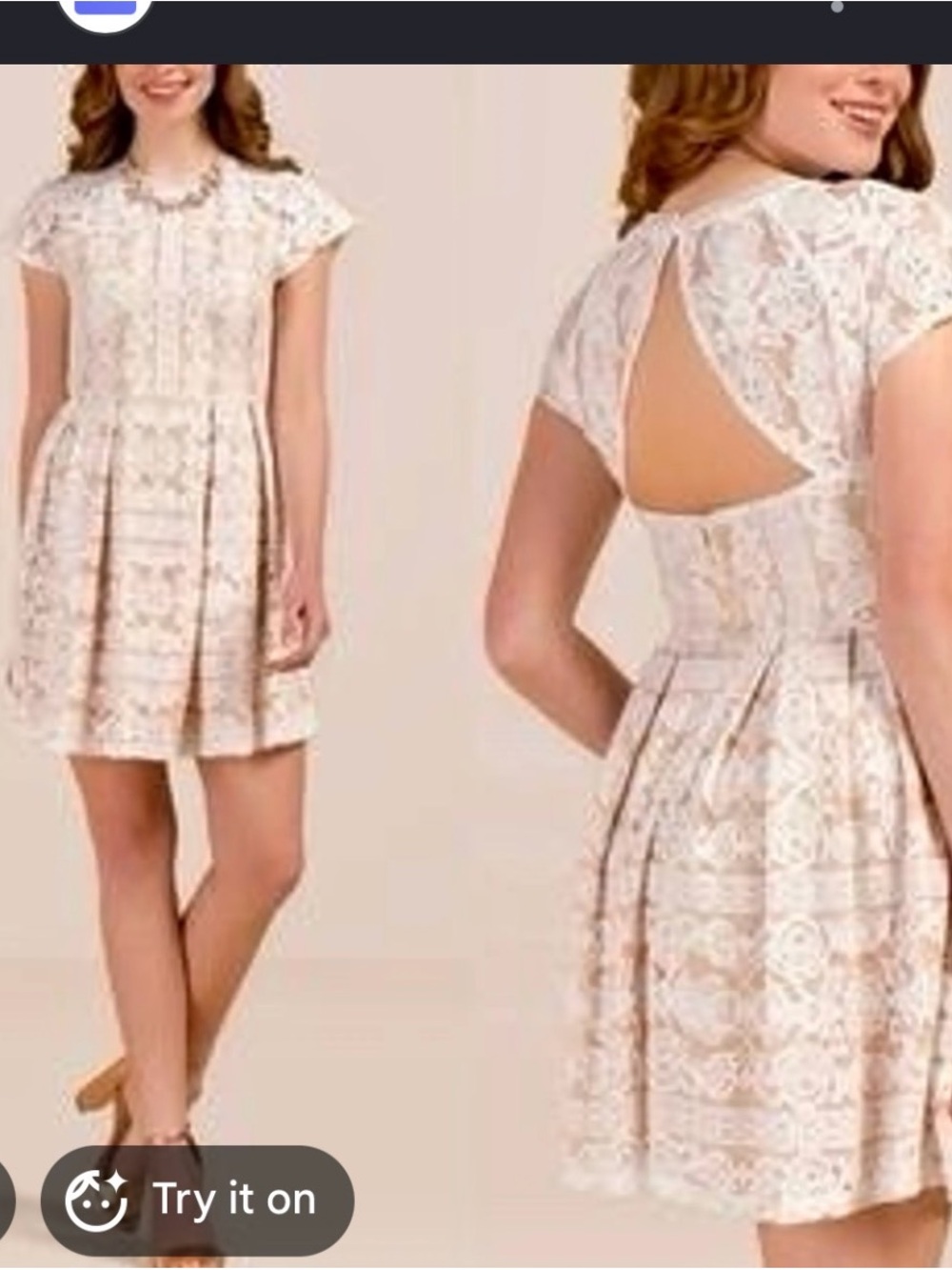 Francesca's Collections Cream Lace Cap-Sleeve Mini Dress